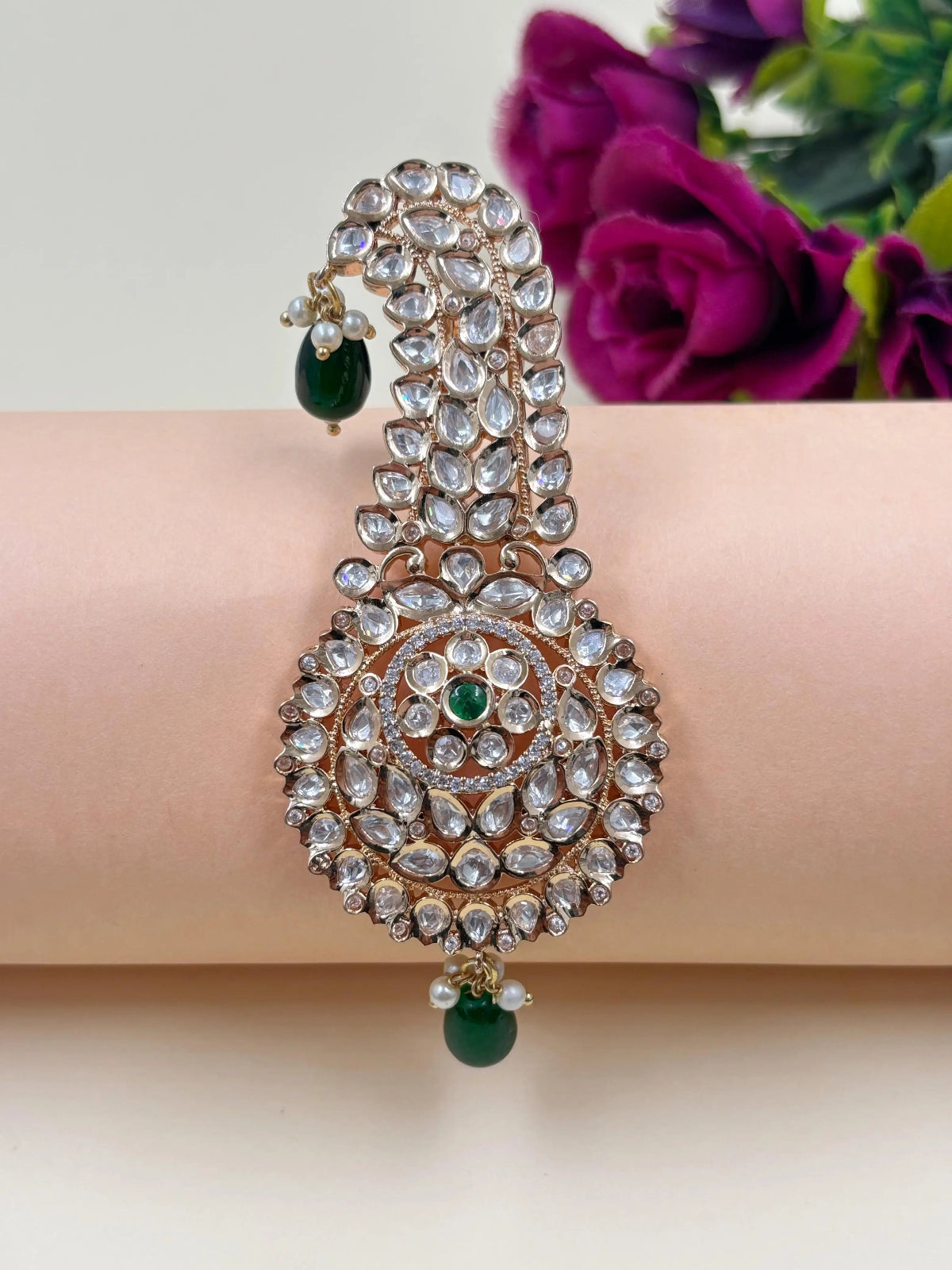 Green Royal Kundan Polki Kalangi for Groom | Traditional Wedding Safa