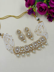 Taniya Kundan And Pearl Choker Necklace Set | Modern Choker Jewellery for Indiana and western wear.