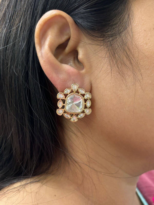 Radhika Kundan Polki Stud Earrings For Ladies 