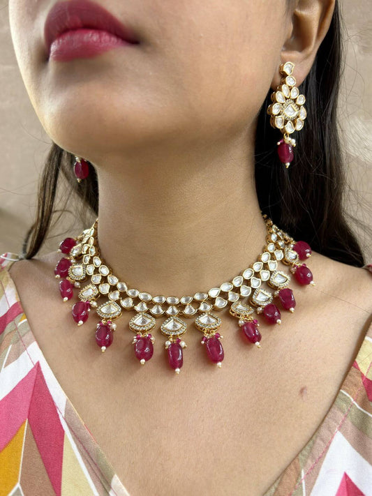 designer modern look Polki Jewellery Necklace Set for weddings 