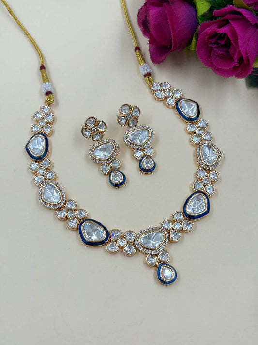 Saania Modern Polki Jewellery Necklace Set | Party Wear Jewellery