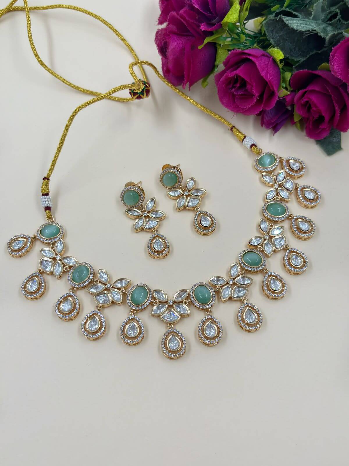 Rishika Designer Kundan Polki Party Wear Necklace Set By Gehna Shop