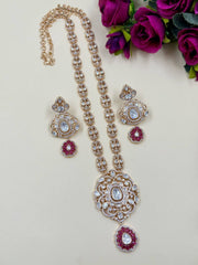 Unique Heritage Long Kundan Polki Necklace Set |  Red Party Wear Jewellery