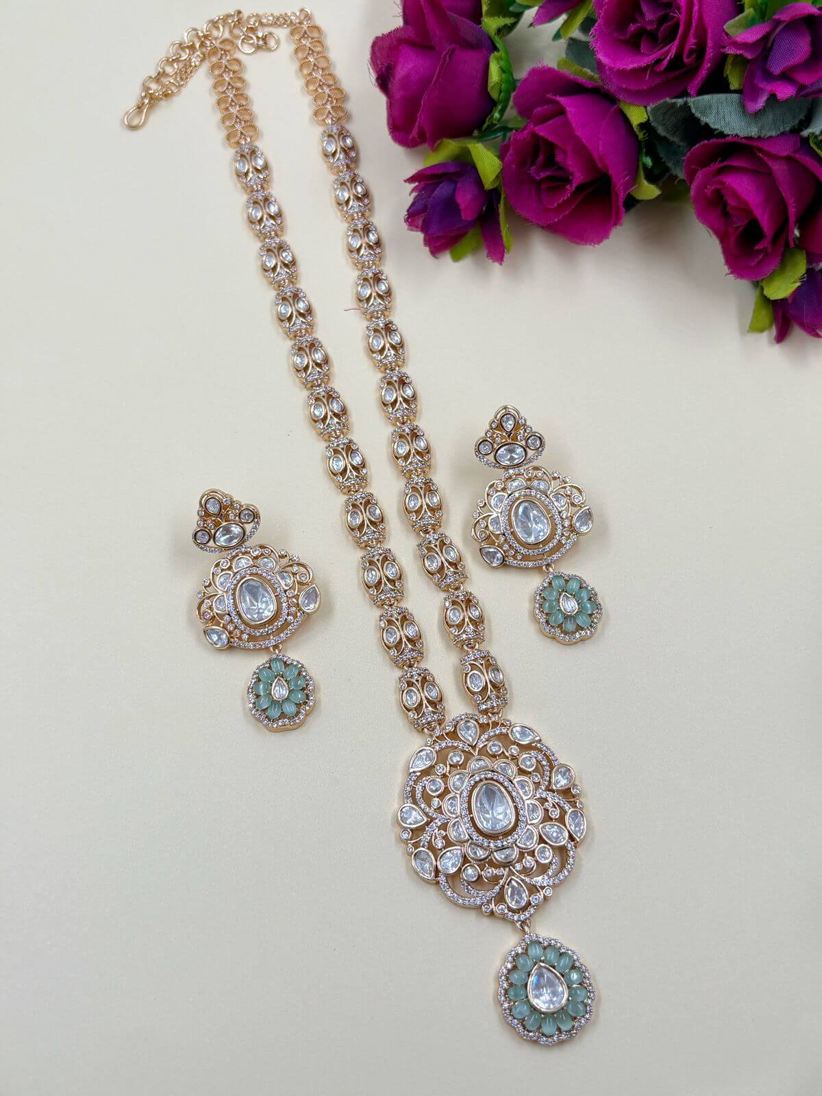 Unique Heritage Long Kundan Polki Necklace Set |  Party Wear Jewellery