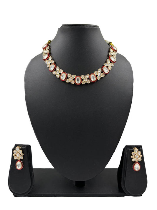 Exclusive Red Polki Necklace Set For Women By Gehnashop