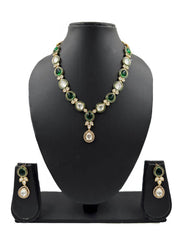 Designer Modern  Look green Kundan Polki Party Wear Necklace Set 