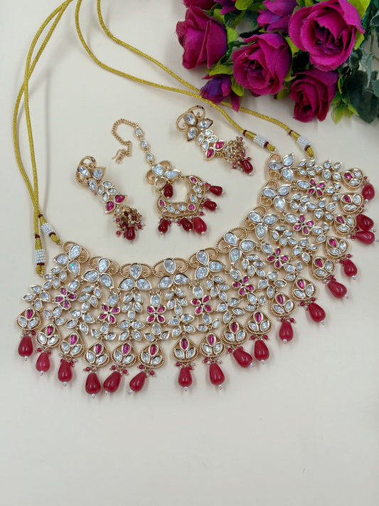  Heavy Quality Kundan Polki Bridal Choker Necklace Set With Tikka