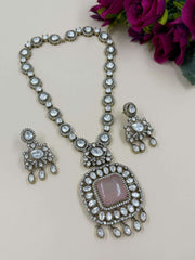 Antique Uncut Moissanite Victorian Polki Jewellery Necklace Set for weddings and parties online.
