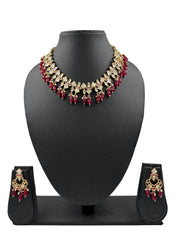 Designer Party Wear Red Polki Necklace Set | Polki Jewellery Online