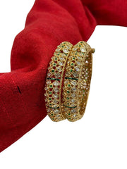 Rukmani Designer Green Polki Gajra Bangle Set For Women