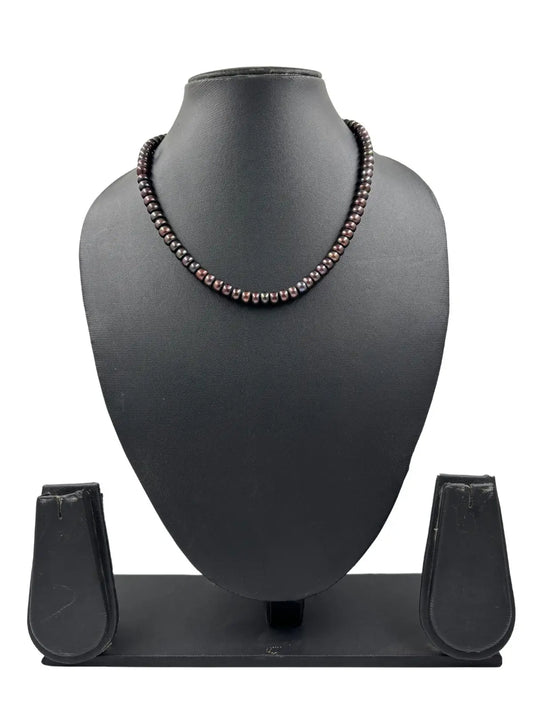 Single String Fresh Water Black Pearl Beads Necklace