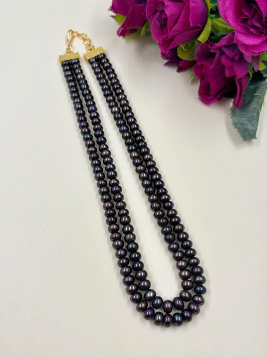 Two Layer Fresh Water Black Pearl Beads Jewellery Necklace online 
