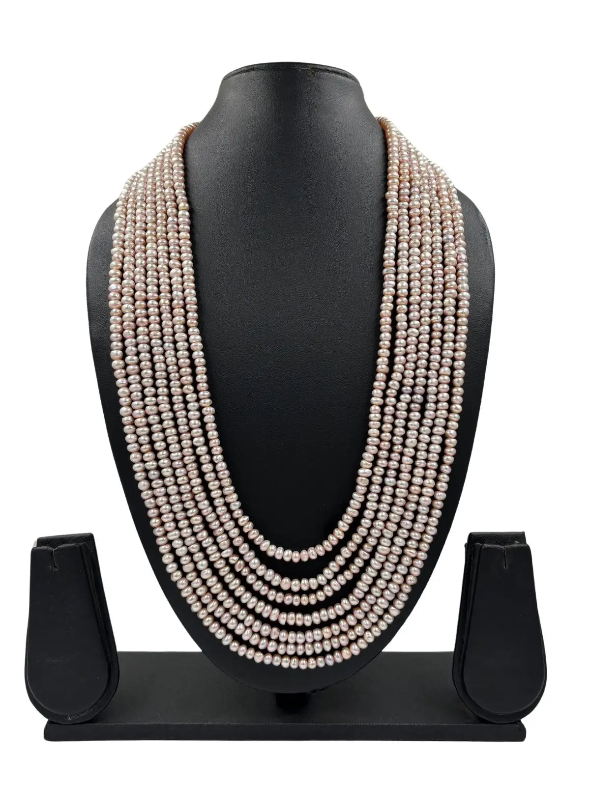 Long Unisex Multilayered Fresh Water Original Pink Pearl Beads Necklace