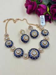 Designer Party Wear Meenakaari Polki Necklace Set