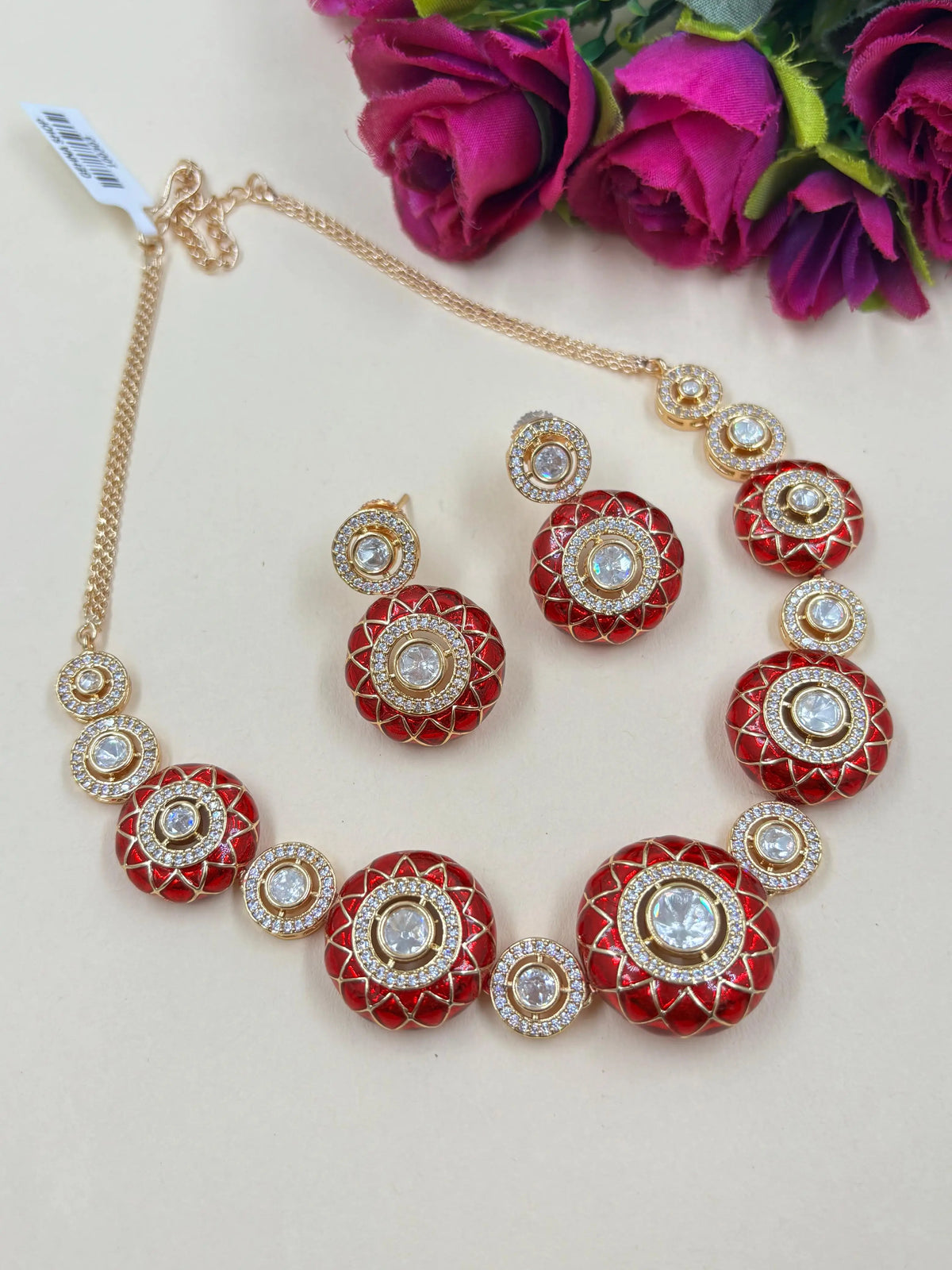 Designer Party Wear Meenakaari Polki Necklace Set