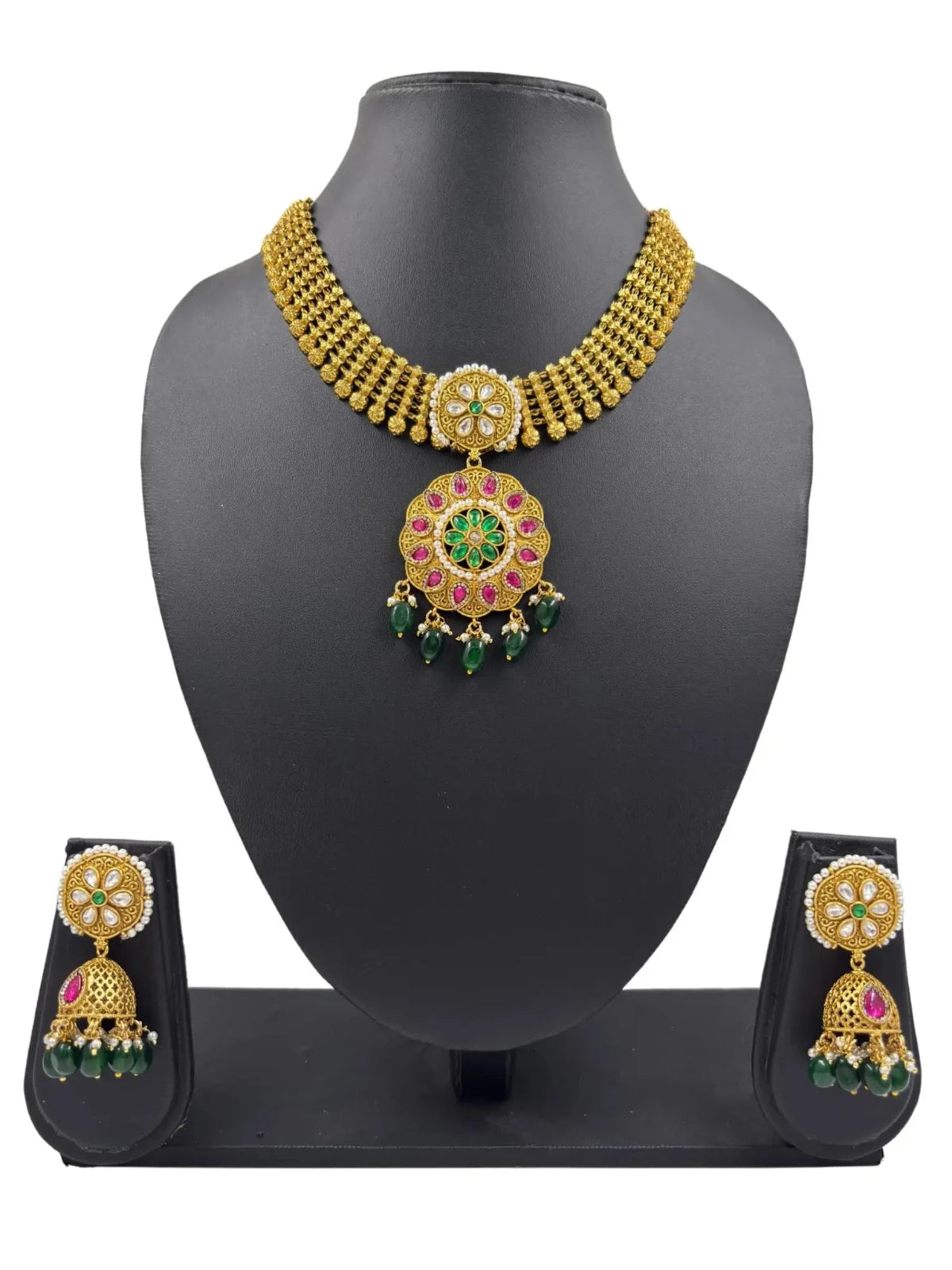 Meher Unique Indian Artificial Antique Golden Necklace Set 