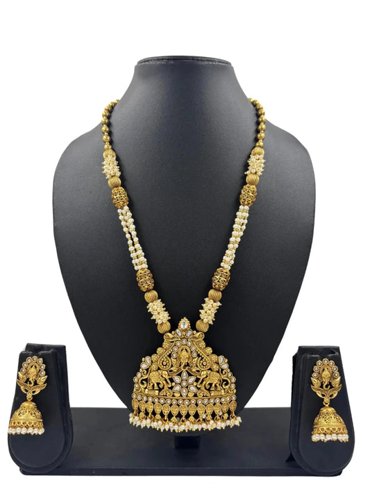 Gold Plated Antique Lord Ganpati Temple Jewellery Necklace 