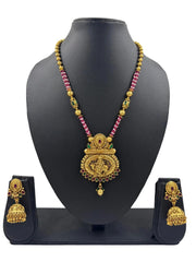 Designer Antique Gold Plated Lord Krishna Temple Jewellery Set