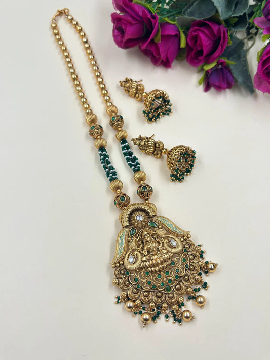 Traditional Artificial Antique Golden Lakshmi Devi Temple Jewellery Set