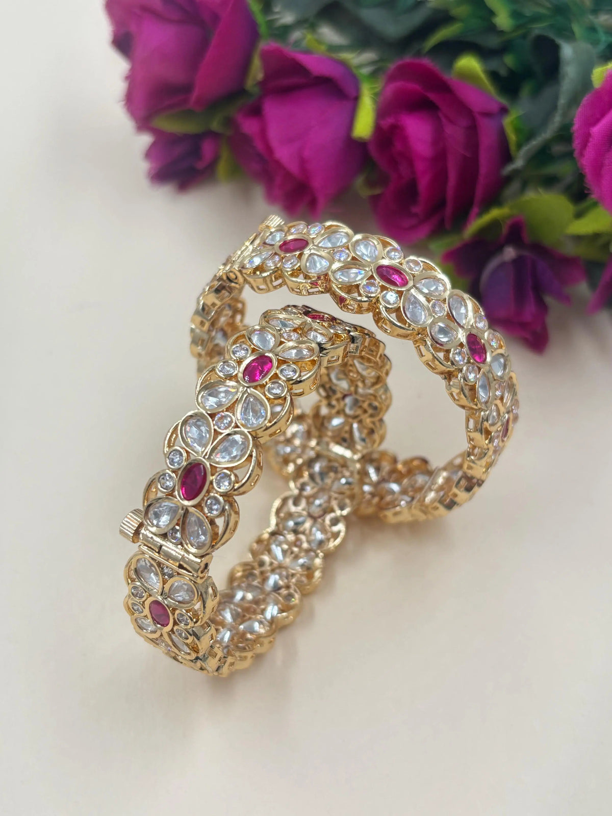 Elegant Openable Kundan Bangles For Women | Party Wear Bangles