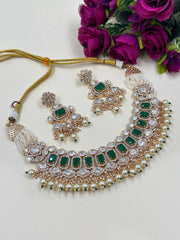 Emerald Green Kundan Choker Necklace Set with Pearls – Statement Bridal Jewelry