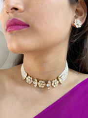 Modern Kundan And Pearl Choker Necklace Set | Contemporary Indian Choker Jewelry