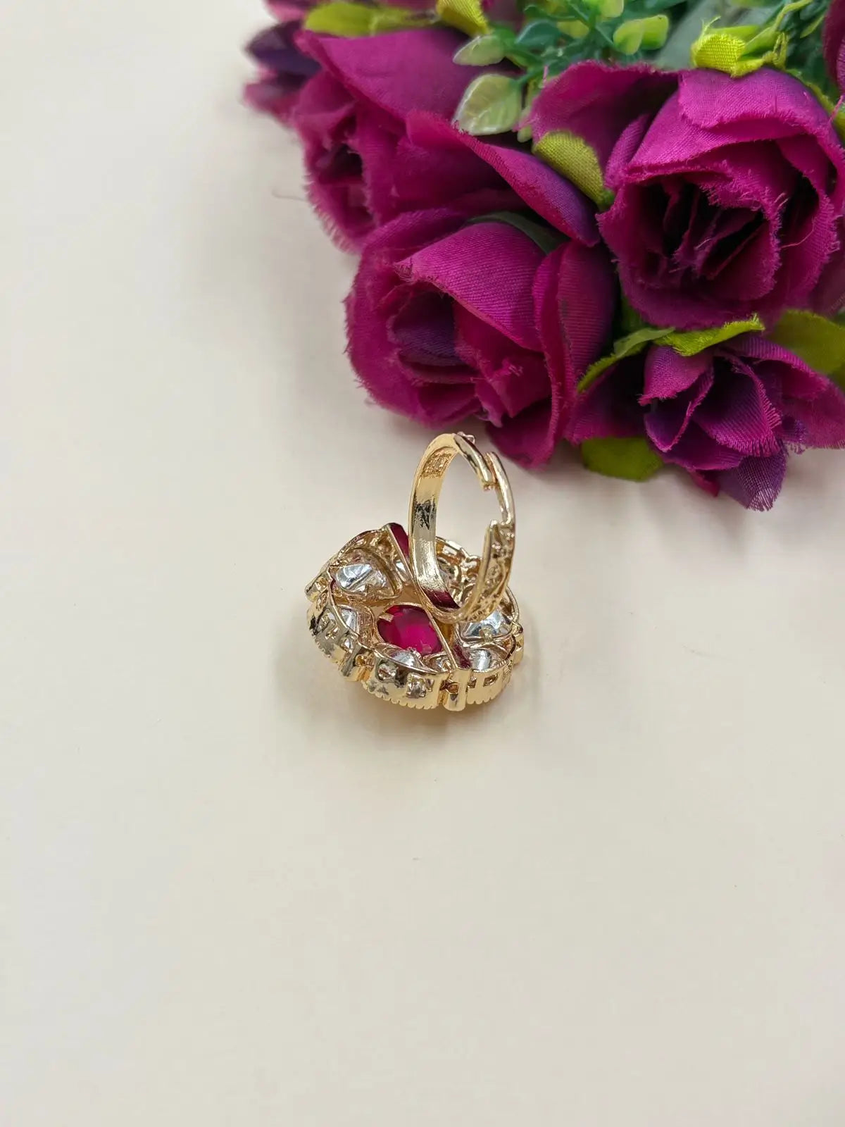 Royal Kundan Statement Ring For Weddings And Parties - Cocktail Kundan Finger Rings