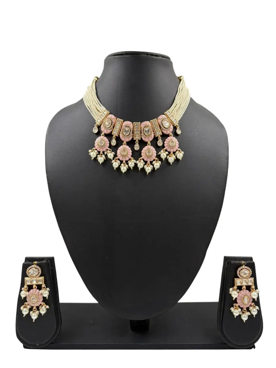 Kundan & Pearl Choker Necklace Set – Wedding Jewelry