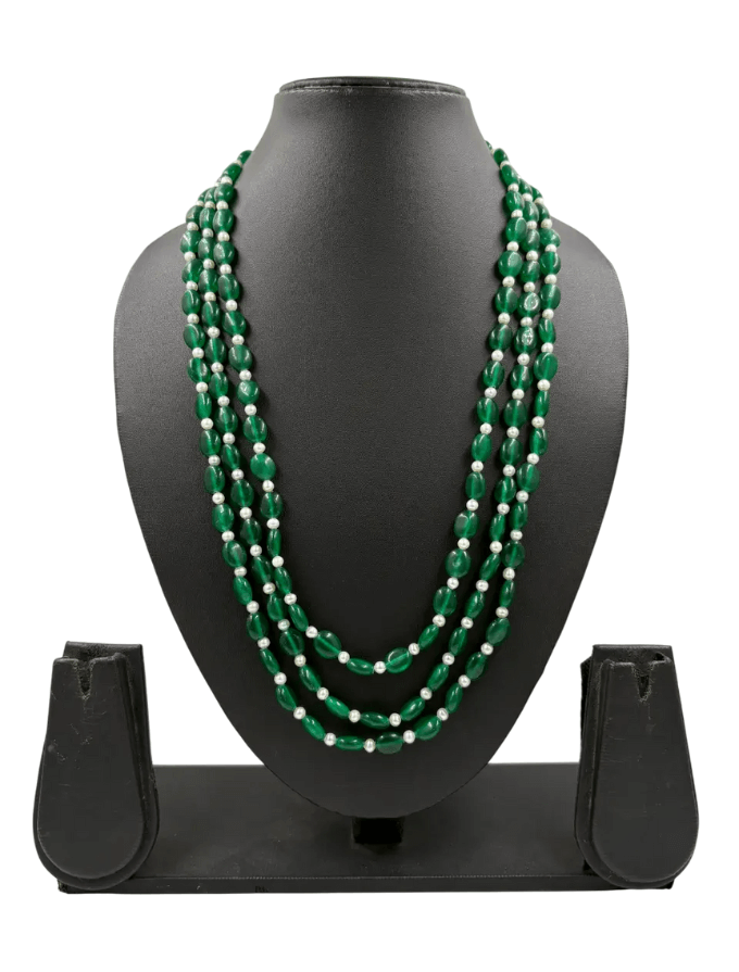 Original Pearls And Green Jade Beads Necklace - Unisex Wedding and Festive Wear Jewelry for Saree and Sherwani
