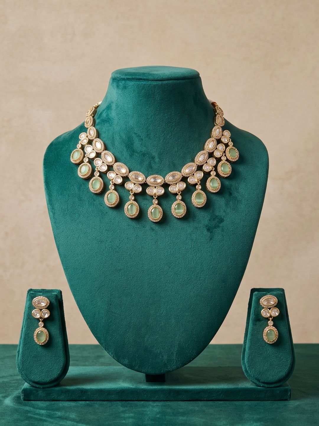 Gold Plated Polki Kundan Necklace Set With Tikka | Wedding & Festive Jewellery Set