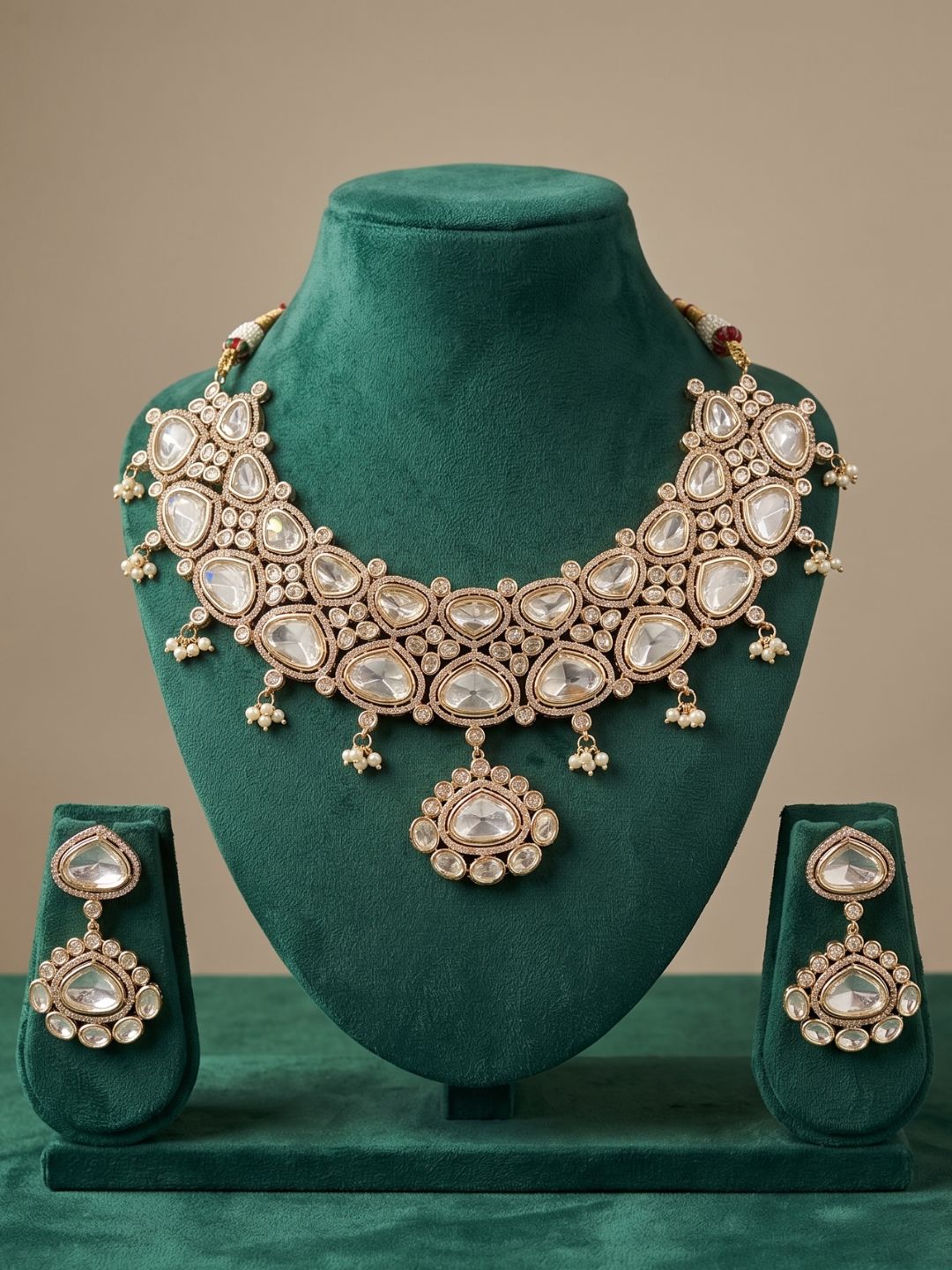 Elegant Gold Plated Kundan Necklace Set | Bridal & Wedding Wear Kundan Jewellery Set 