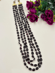 Triple Layered Semi Precious Long Garnet Beads Necklace | Gemstone Beaded Necklaces