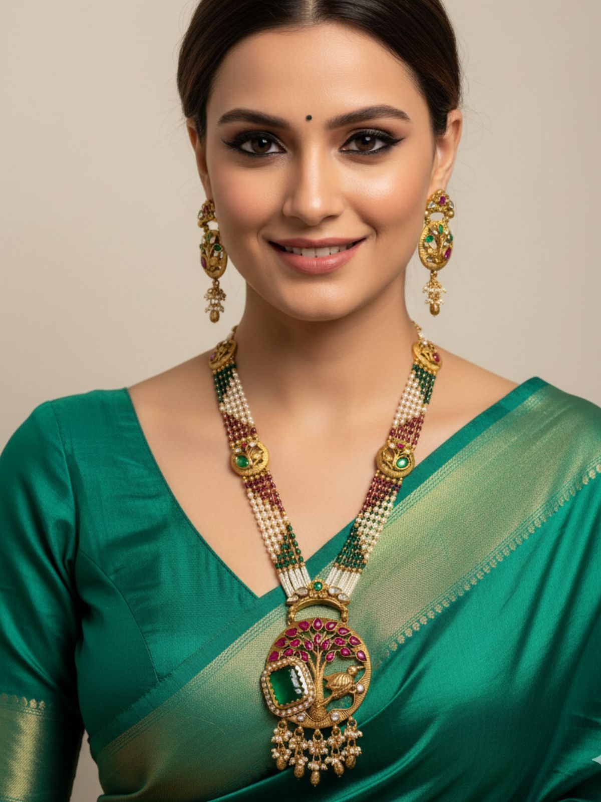 Sunidhi Designer Long Antique Artificial Necklace Set For Weddings