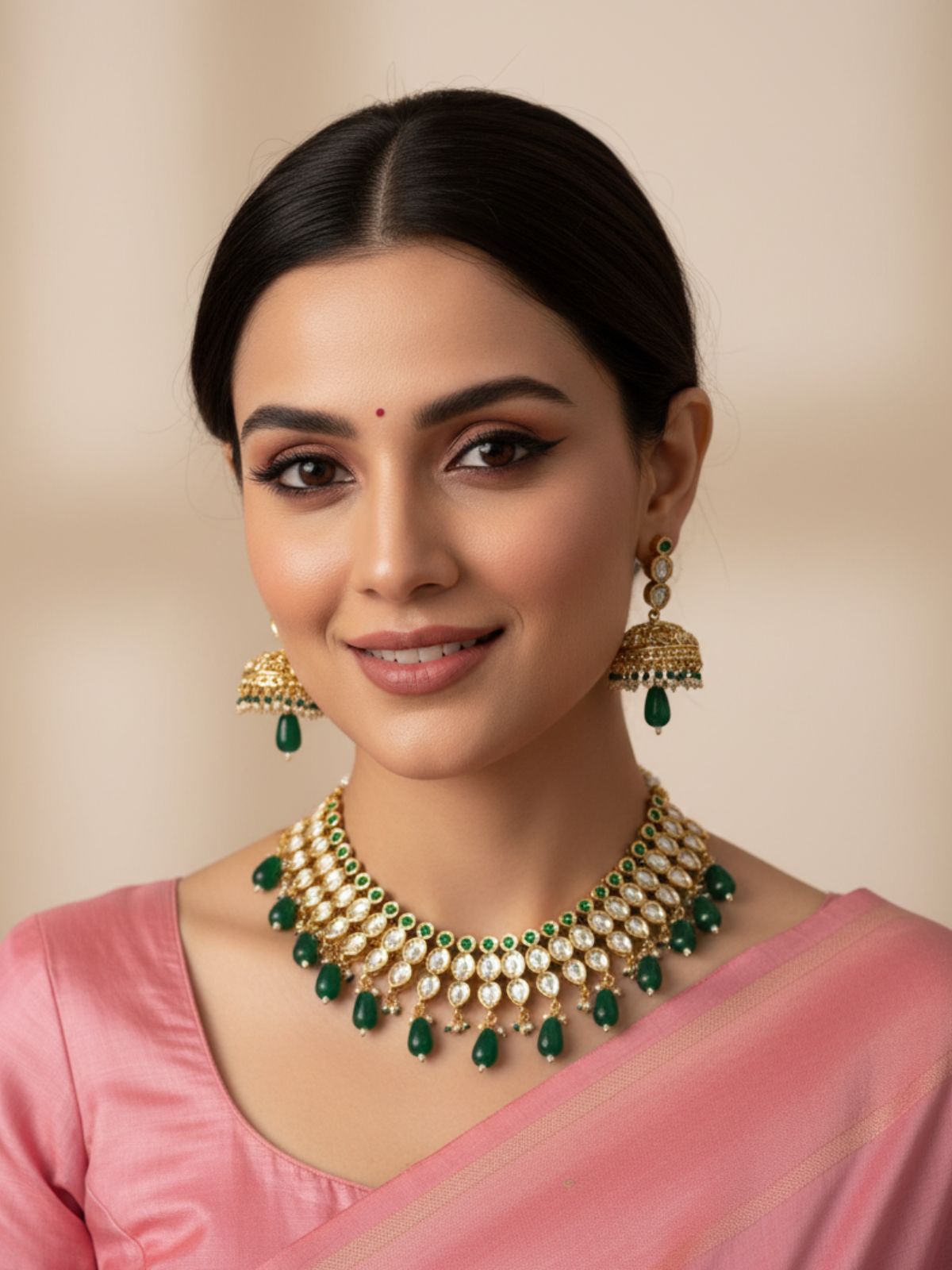 Sambhavi Designer Party Wear Polki Kundan Necklace Set - Wedding And Festive Jewellery 