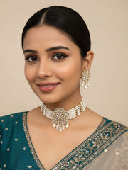 Kanika Designer Polki Kundan Choker Necklace Set With Pearls - Pearl Choker 