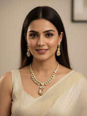 Zeenat Modern Look Changeable Stones Polki Necklace Set | Party Wear Necklace