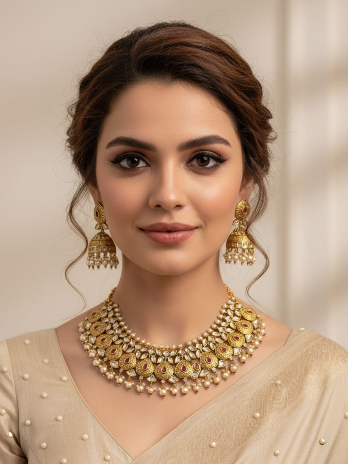 Swarna Gold Plated Antique Gold Necklace Set For Women | Antique Jewellery