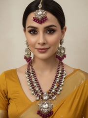 Isha Exquisite Heavy Victorian Mossanite Polki Jewellery Set for Women - Wedding Jewellery Set 