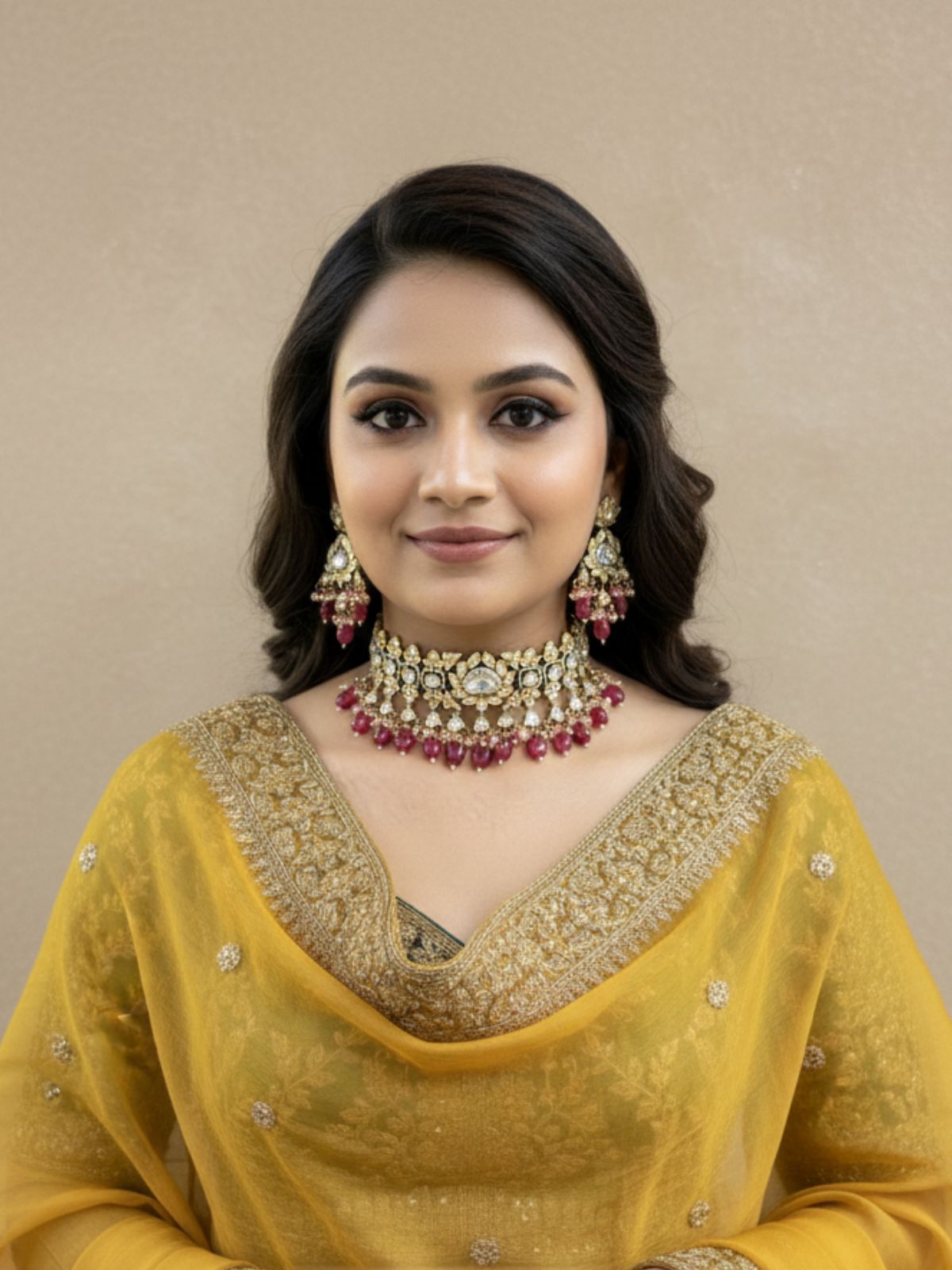 Vini Modern Dual Tone Victorian Kundan Polki Choker Necklace Set By Gehna Shop