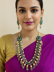 Elegant Layered Green Kundan Necklace Set – Traditional Festive Jewelry For Women