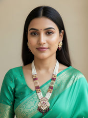 Long Kundan Necklace Set With Pearl Beads | Kundan Wedding Jewelry Sets For Women