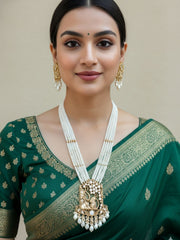 Long Kundan Pearls Necklace Set With Lord Ram And Hanuman Pendant – Traditional Antique Temple Jewelry Set