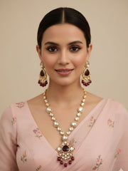 Exquisite Gold Finish Polki Kundan Jewelry Necklace Set for Women by Gehna Shop