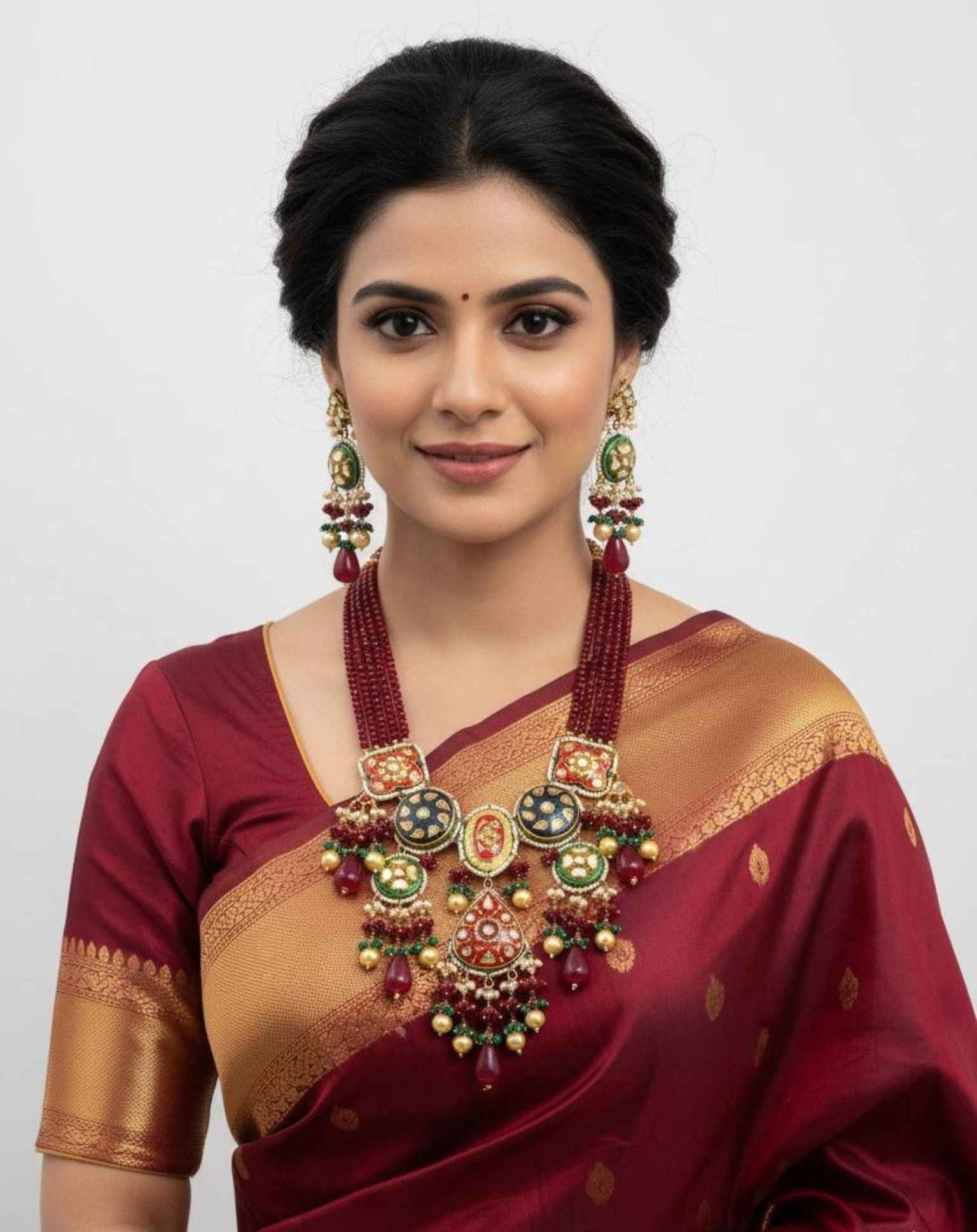 Designer Handcrafted Multi Color Kundan Meenakari Necklace For Weddings