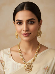 Anushree Beautiful Rose Gold Polish Party Wear Short Polki Necklace Set