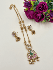 Elegant Gold Plated Chain Pendant Necklace Set For Women - Traditional Jewellery Set