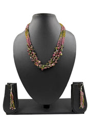 Exquisite Handcrafted Multilayered Real Tourmaline Beads Necklace Set For Women - Designer Gemstone Jewelry 