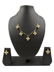 Elegant And Minimal Chain Necklace Set With Floral Polki Drops - Indo Western Necklace 