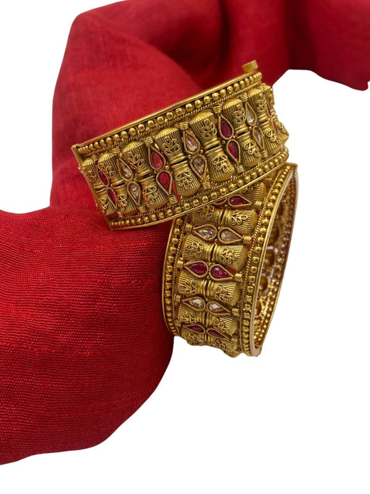 Meera gold plated Antique Broad Bangles | Broad Kada Bangles for weddings 