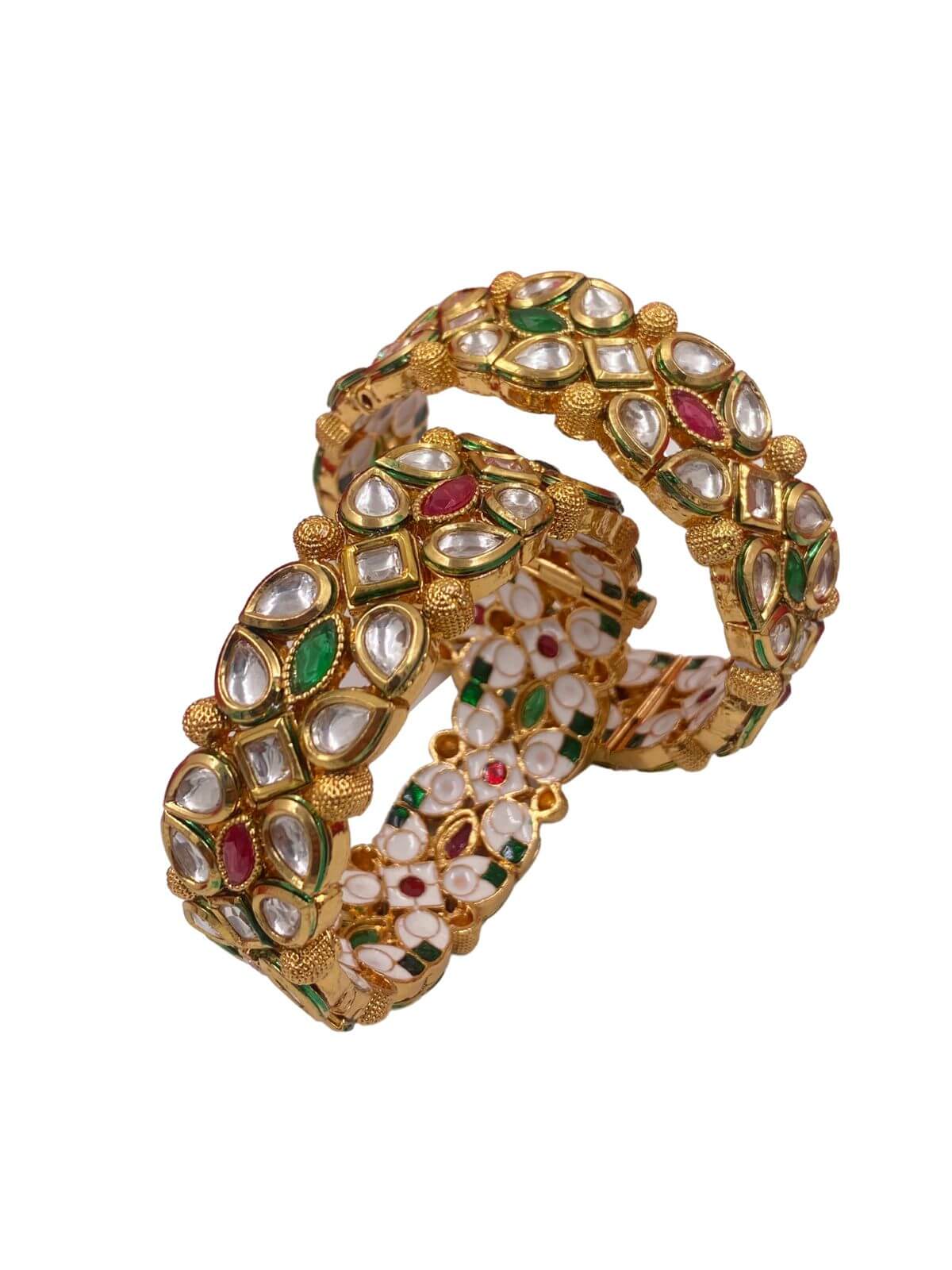  gold plated Multi Color Kundan Openable Bangles for women 